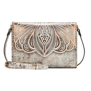 NWT New Patricia Nash Sarola Leather Crossbody Purse Bag Metallic Bronze Tooled